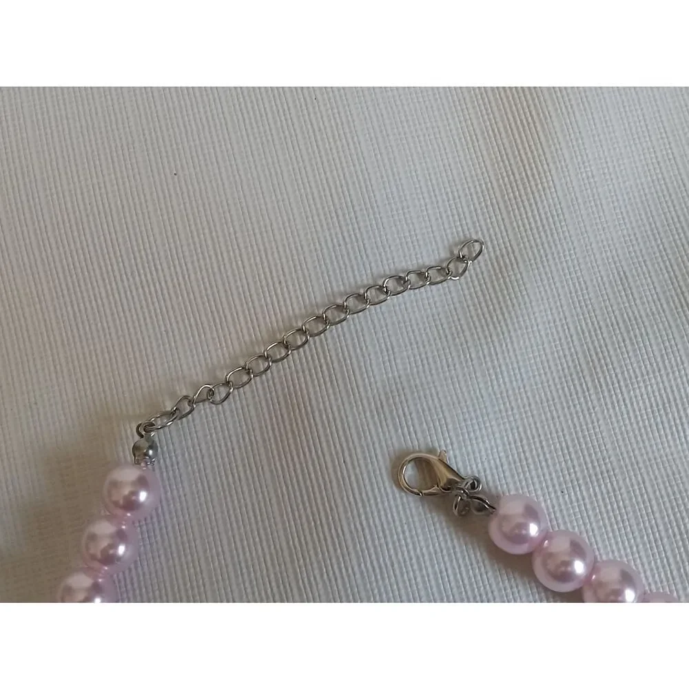 Soft Pink Round Beaded Adjustable Single Strand Matching Necklace & Earring Set